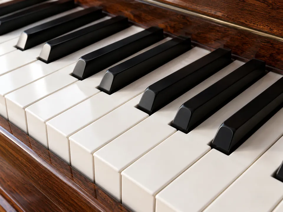 AI-generated illustration: piano keys for music learning.